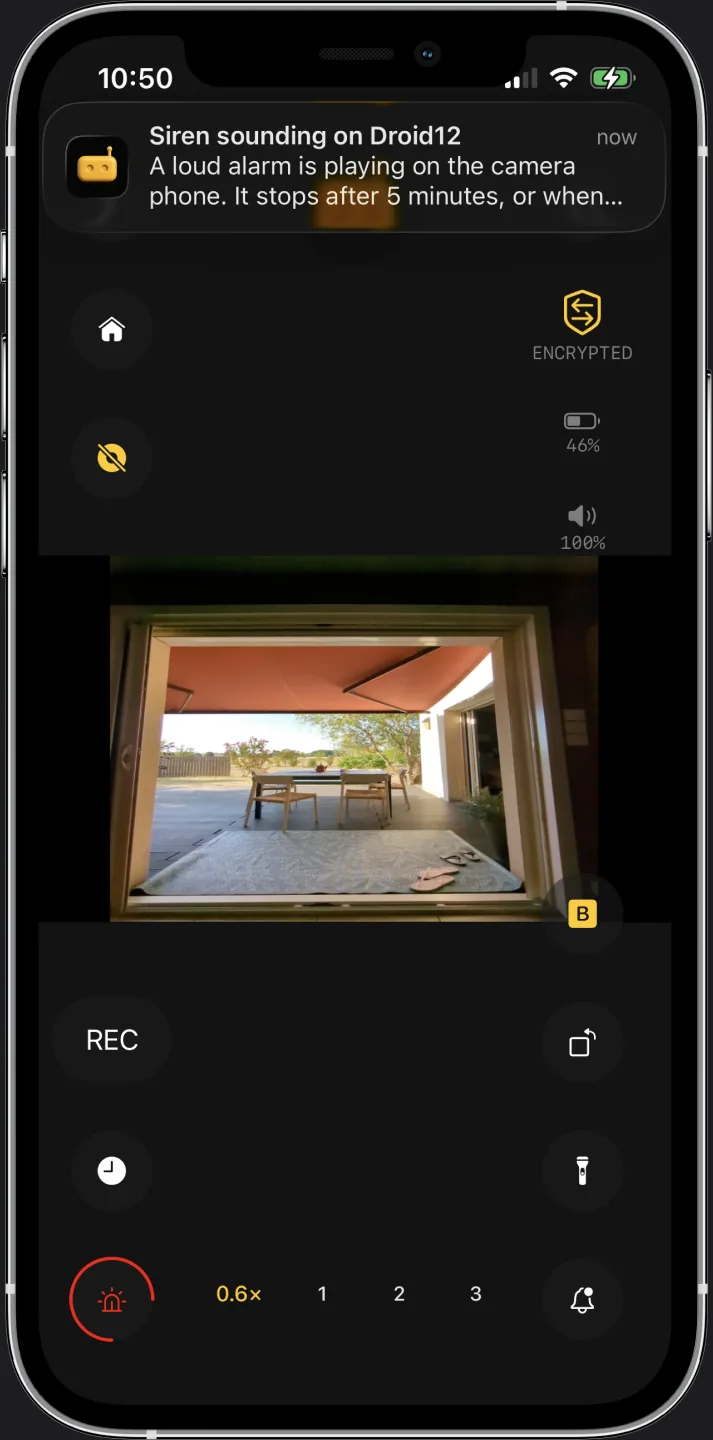 App RECAM come telecamera su un telefono